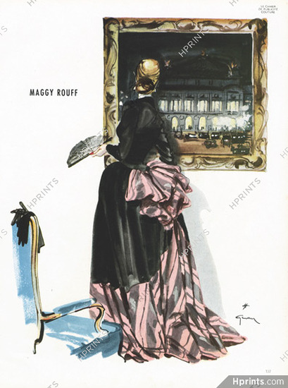 Maggy Rouff 1945 Evening Gown, René Gruau Fashion Illustration Opéra Garnier