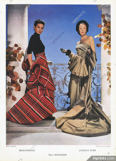 Schiaparelli & Jacques Fath 1948 Evening Gown, Tissus Ducharne, Fashion Photography Dorvyne