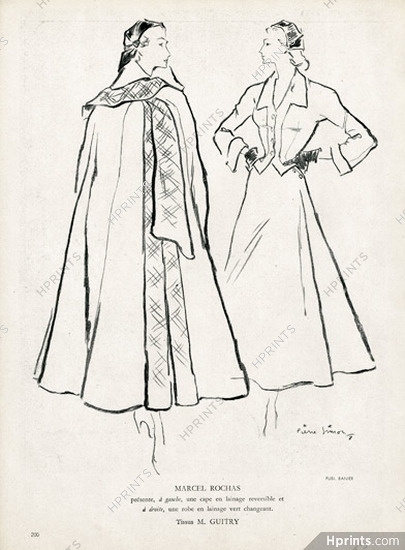 Marcel Rochas 1948 Cape, Tissus Guitry, Pierre Simon