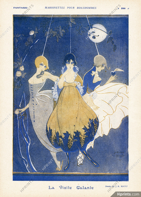 J.-Renée Souef 1916 ''La Visite Galante'' Marionettes pour Bonshommes, Puppets for men