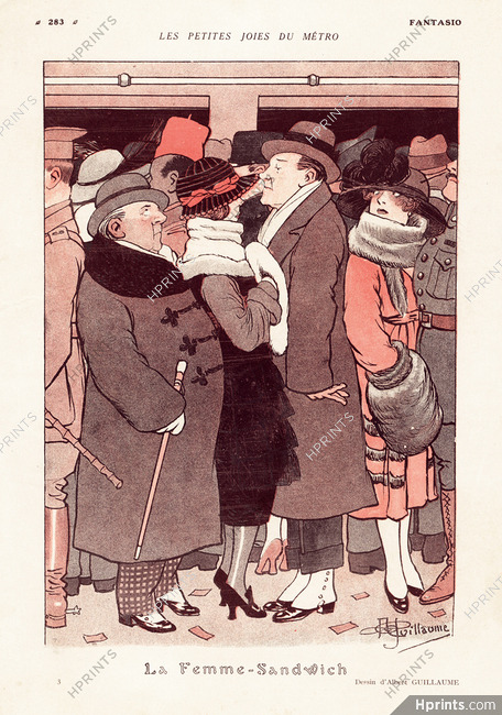 Albert Guillaume 1919 Femme-Sandwich, Les Petites Joies du Métro