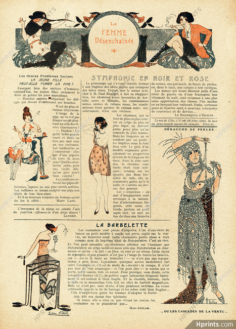 La Femme Désenchaînée, 1919 - Fashion Satire, Armand Vallée, Yvon Vidal, Wegener