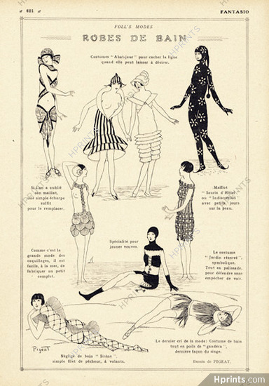 Pigeat 1924 Foll'modes, Robes de bain, Swimwear, Fashion Satire