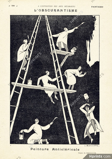 Léon Bonnotte 1925 Obscurantisme, Peinture Anticléricale