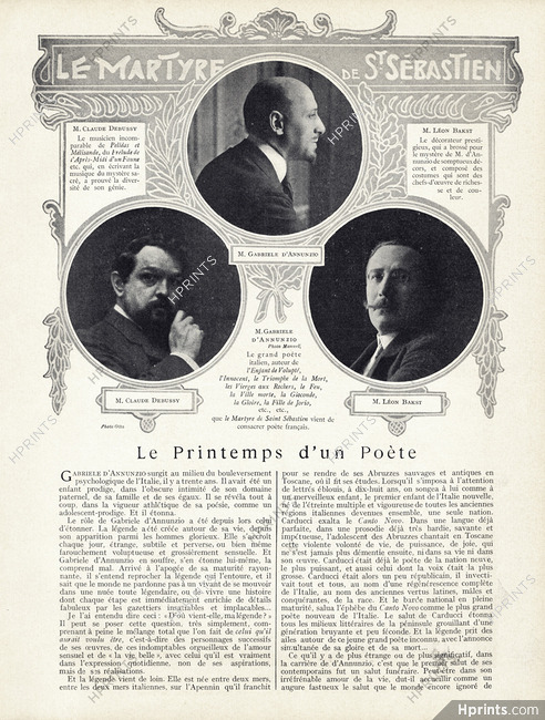 Le Martyre de Saint Sébastien, 1911 - Claude Debussy, Gabriele d'Annunzio, Léon Bakst, Photo Otto
