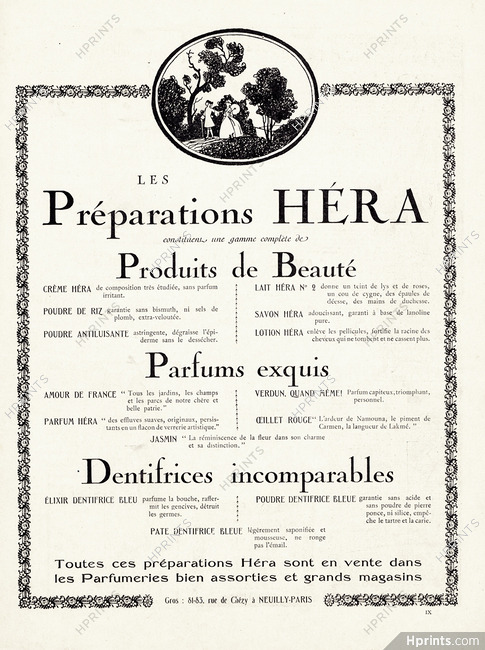 Héra 1918 Beauté, Parfums