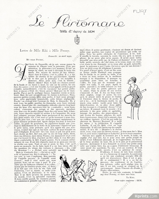Le Flirtomane, 1922 - Sem Kiki, Poussy, Texte par SEM