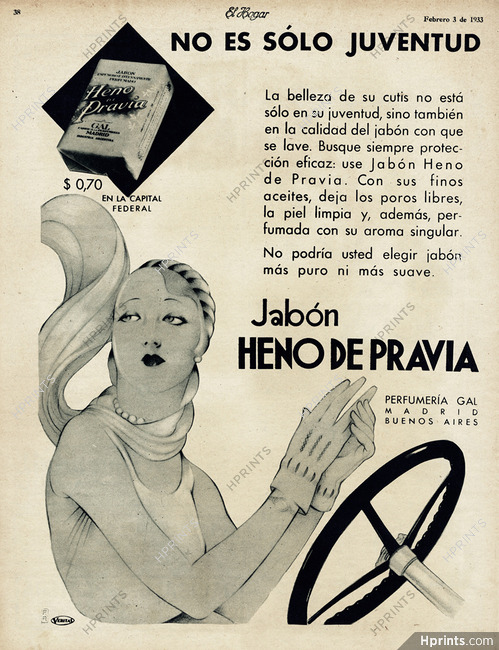 Heno de Pravia (Soap) 1933 Art Deco, Southern American Advert