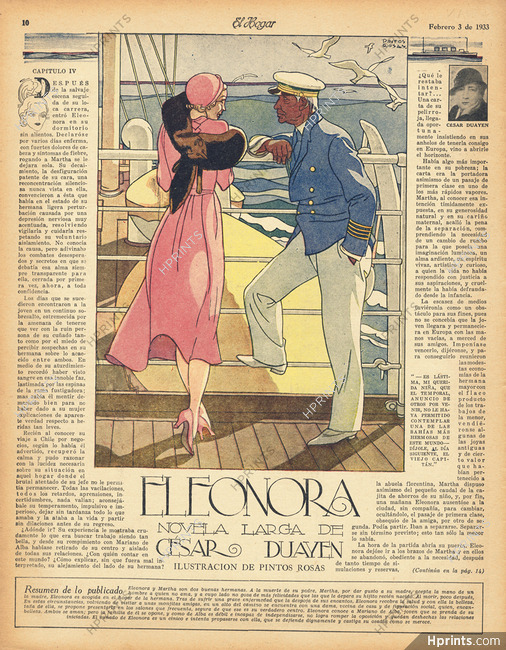 Eleonora, 1933 - Pintos Rosas Transatlantic Liner, Texte par Cesar Duayen