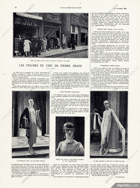 Les Figures de Cire de Pierre Imans, 1925 - Wax Mannequins, Shop Window, Texte par Le Reporter