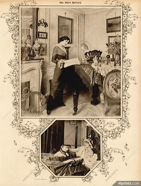 Pépa Bonafé "chez elle" 1913 French Bulldog, Photo Manuel Frères