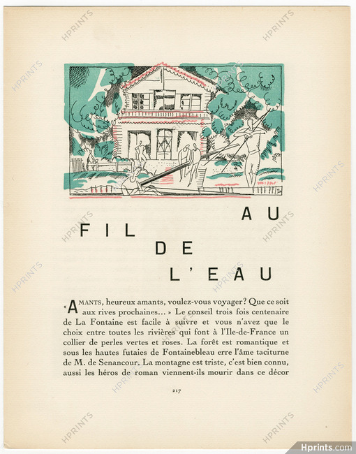 Au Fil de l'Eau, 1921 - Jean-Emile Laboureur Gazette du Bon Ton, Text by Roger Allard, 4 pages