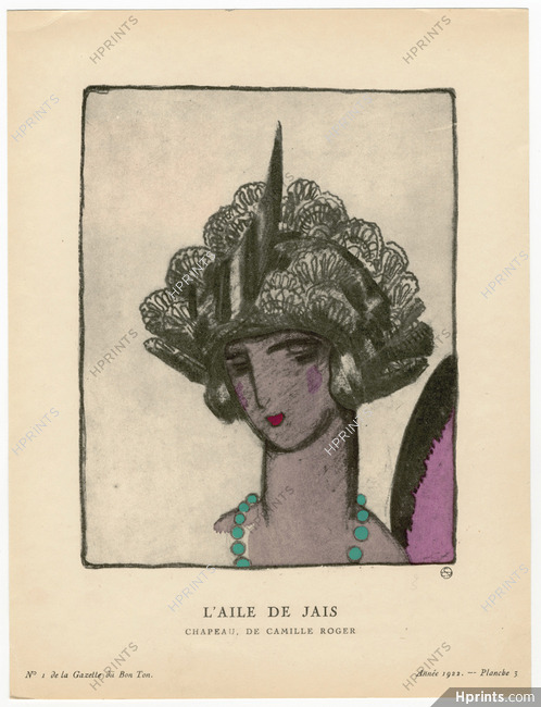 L'Aile de Jais, 1922 - Llano Florès, Chapeau de Camille Roger. La Gazette du Bon Ton, n°1 — Planche 3