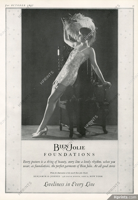 Bien Jolie (Lingerie) 1927 Girdle, Stockings Garters, Lace Embroidery