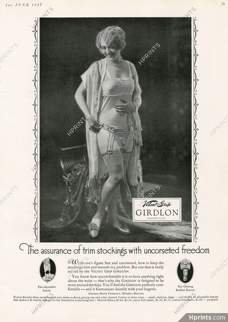 George Frost Company (Velvet Grip Girdlon) 1927 Stockings Garters