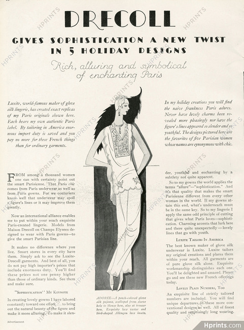 Drecoll (Lingerie) 1927 Pajamas, Embroidery