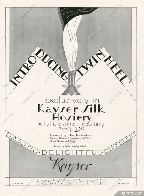 Kayser (Hosiery, Stockings) 1927 "introducing twin heel"