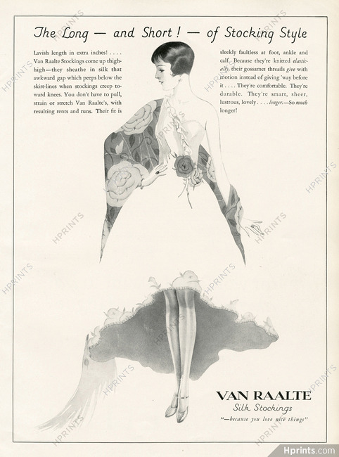 Van Raalte (Hosiery, Stockings) 1927 "the Long and short" Embroidered Shawl, Evening Gown