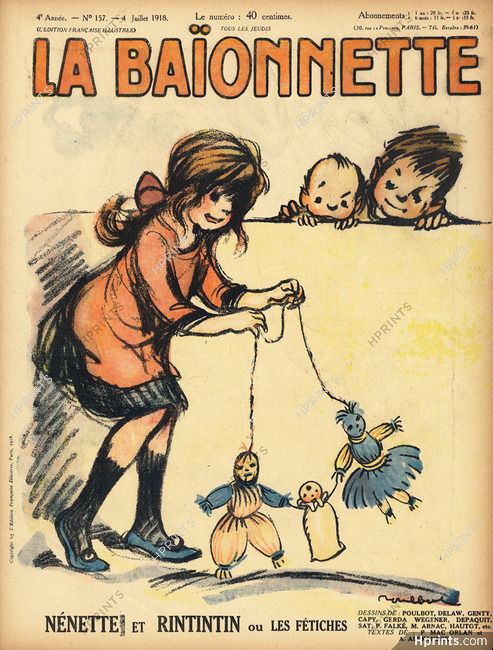 Poulbot 1918 Nénette et Rintintin, La Baïonnette cover, Marionette