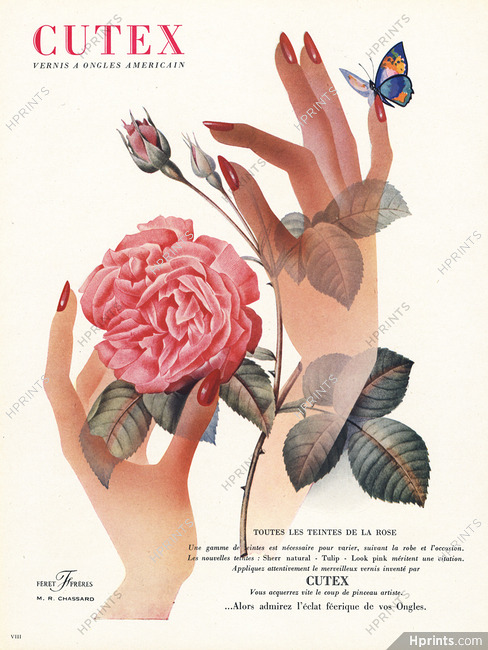 Cutex 1949 Nail Polish Rose, Marcel R. Chassard