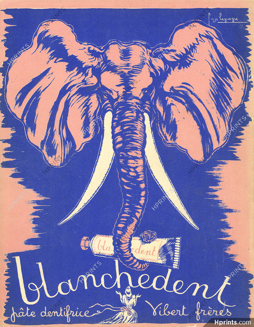 Blanchedent 1941 Georges Lepape (blue) Elephant