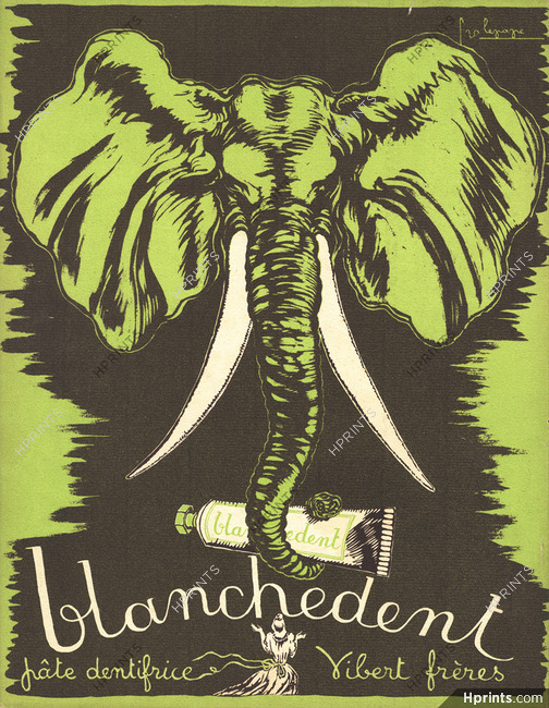 Blanchedent - Vibert Frères 1941 Georges Lepape, Elephant (green)