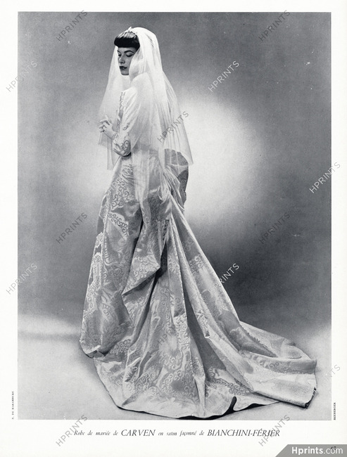 Carven 1950 Wedding Dress, Seeberger, Bianchini Férier