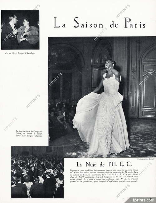 Josephine Baker 1948 La Nuit de l'HEC, Photos Schall