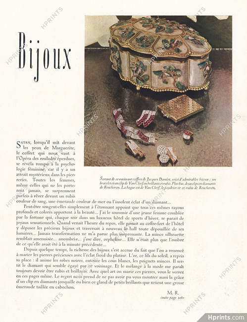 Bijoux, 1946 - Van Cleef & Arpels Clips & Powder Box (Boucheron) Coffret J.Damiot, Texte par M. R.