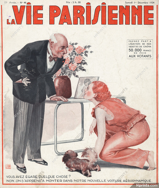 Georges Léonnec 1934 Pekingese Dog, La Vie Parisienne cover