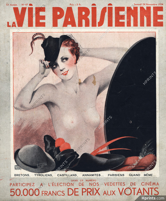 Georges Léonnec 1934 Hats, La Vie Parisienne cover