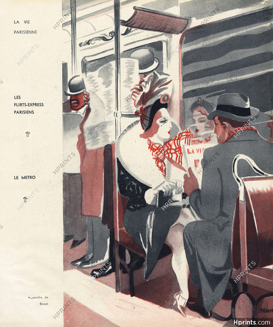 Bernard Becan 1934 Les Flirt-Express, Voyeur, Métro de Paris