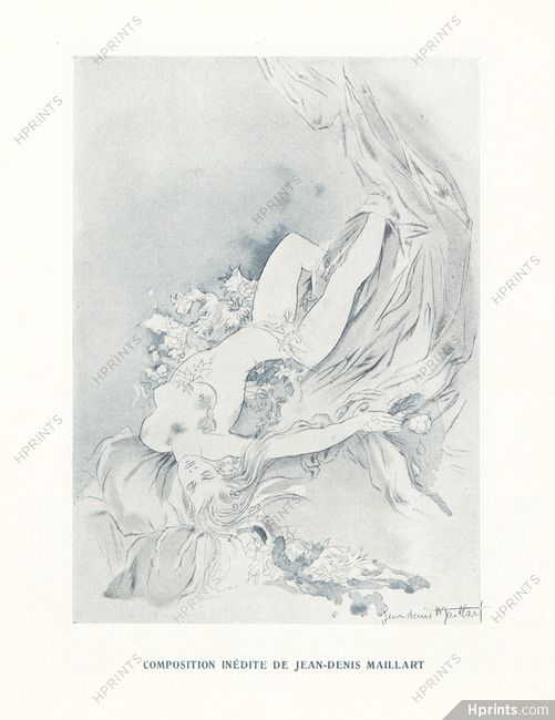 Jean Denis Maillart 1951 Griserie de Fleurs d'Amour, Composition inédite