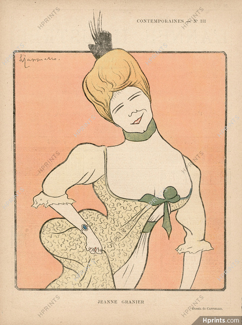 Leonetto Cappiello 1898 "Contemporaines" Jeanne Granier, Caricature