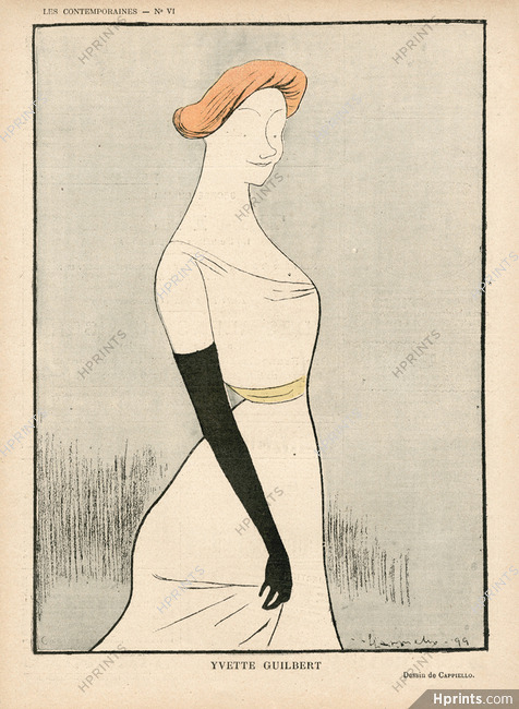 Leonetto Cappiello 1899 "Contemporaines" Yvette Guilbert, Caricature