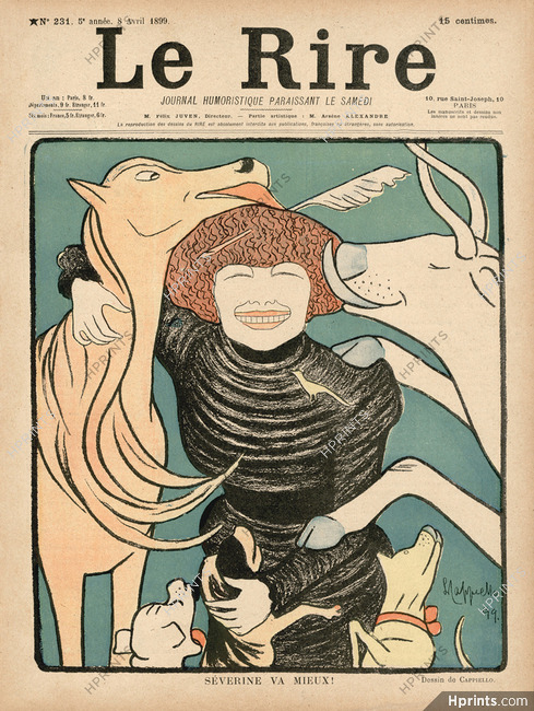 Leonetto Cappiello 1899 Séverine va mieux!, Caricature, Animals