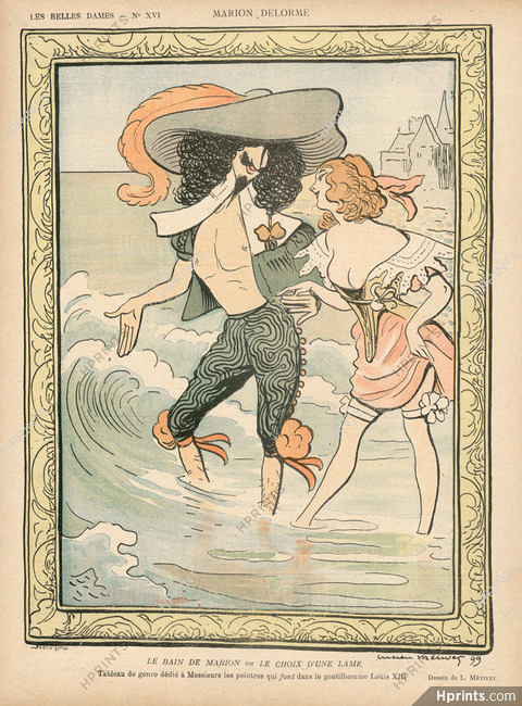 Lucien Métivet 1899 "Les Belles Dames" Marion Delorme "Le Bain de Marion ou le choix d'une lame" period costume