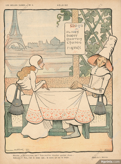 Lucien Métivet 1898 "Les Belles Dames" Héloïse, Abélard, period costume