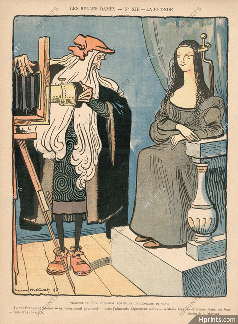 Lucien Métivet 1898 "Les Belles Dames" La Joconde, Leonard de Vinci, period costume, painter