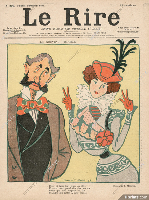 Lucien Métivet 1898 "Le nouveau Tricorne" Cocu, deceived husband