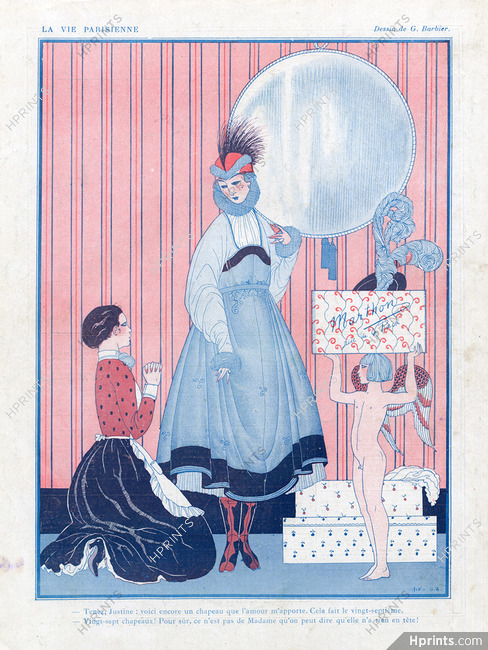 George Barbier 1915 Marthon (Millinery) Fitting, Elegant, Maid