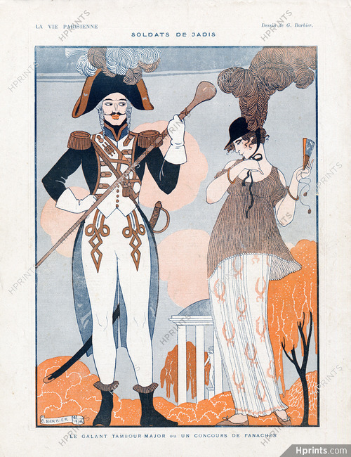 George Barbier 1916 ''Soldat de Jadis'' Panaches, Soldier, Elegant