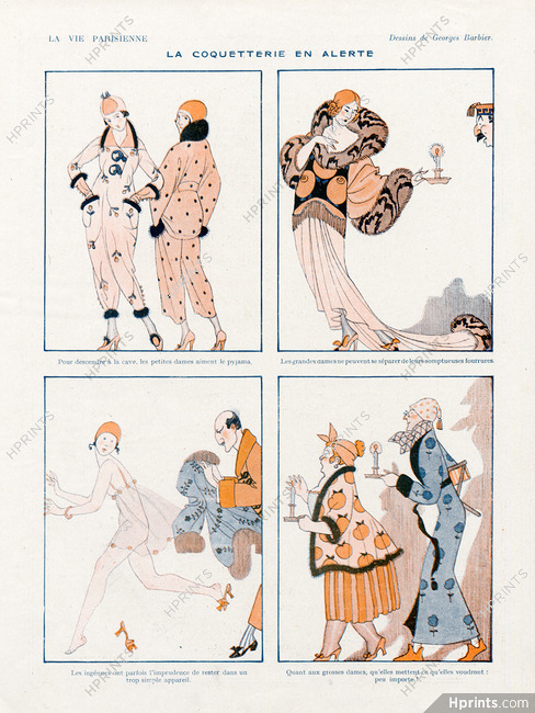 George Barbier 1918 "La Coquetterie en alerte" Pajamas, Womens Nightwear