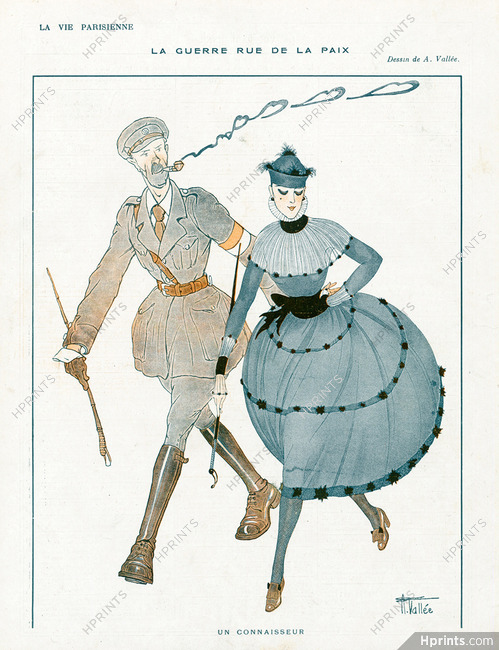 Armand Vallée 1916 "La Guerre Rue de la Paix", Military, Elegant, Courtisane