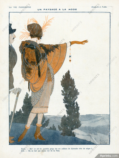 Armand Vallée 1919 "Un Paysage à la mode" Elegant Parisienne, Landscape, Panécla, Djersador
