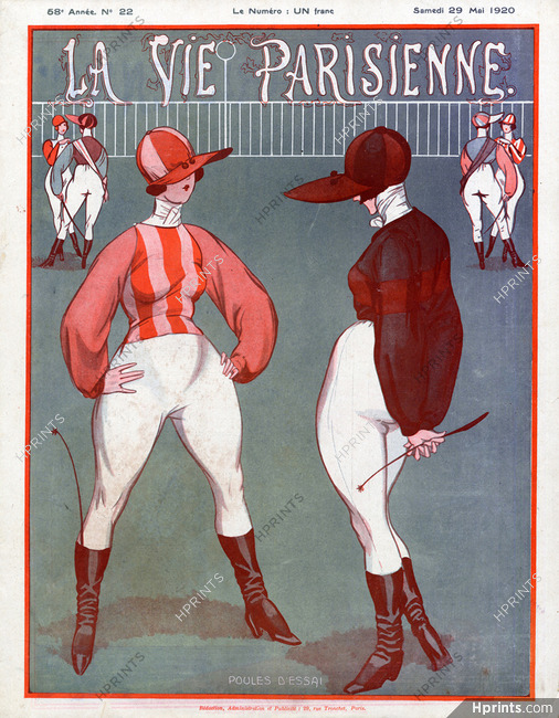 Armand Vallée 1920 "Poules d'essai", Jockey Women, Horse Racing