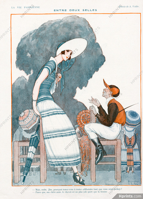 Armand Vallée 1921 "Entre Deux Selles" Jockey, Elegant Parisienne