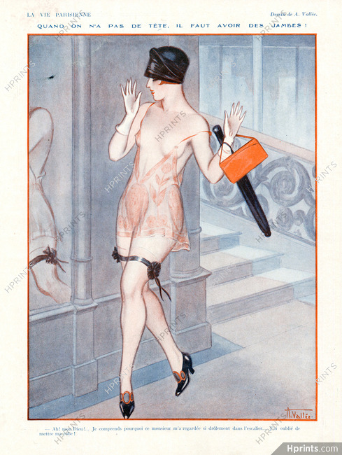 Armand Vallée 1924 Sexy Topless Girl, Nightgown