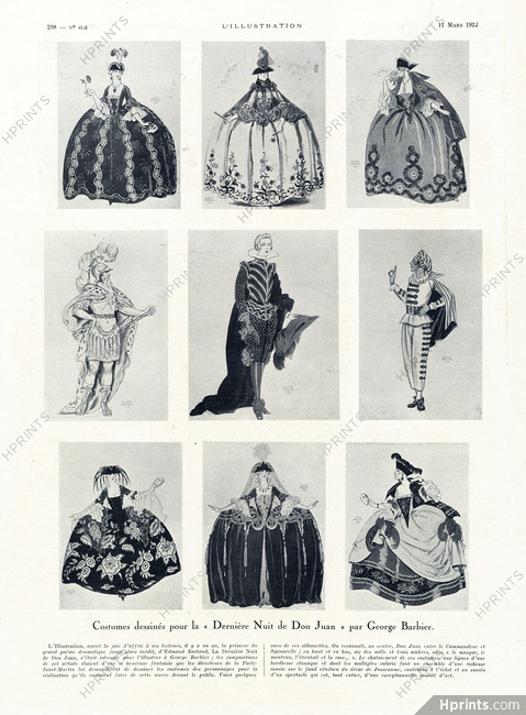 George Barbier 1922 Costume Designs, Dernière Nuit de "Don Juan"