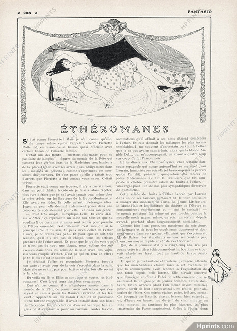 Éthéromanes, 1913 - Gerda Wegener Addicted to Ether, Text by Delphi Fabrice, 2 pages